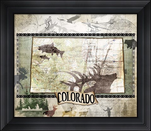 Framed Vintage State Colorado Print