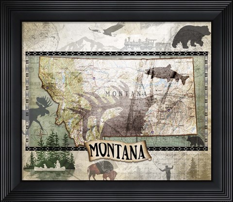 Framed Vintage State Montana Print
