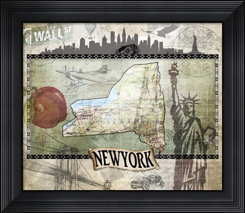 Framed Vintage State NewYork Print