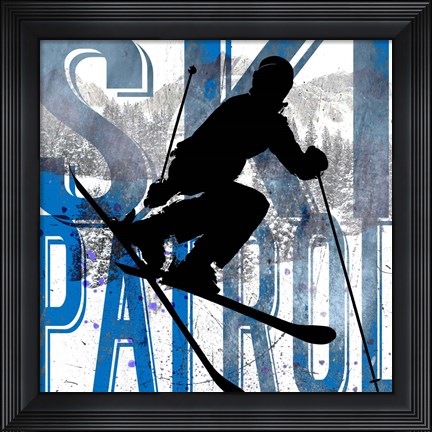 Framed Extreme Skier Word Collage Patrol Print