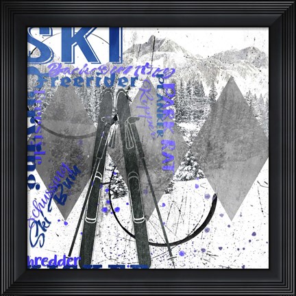 Framed Extreme Skier Word Collage Print