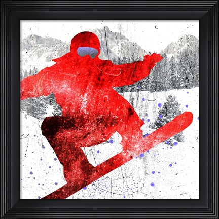 Framed Extreme Snowboarder 01 Print