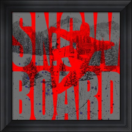 Framed Extreme Snowboarder Word Collage Board Print