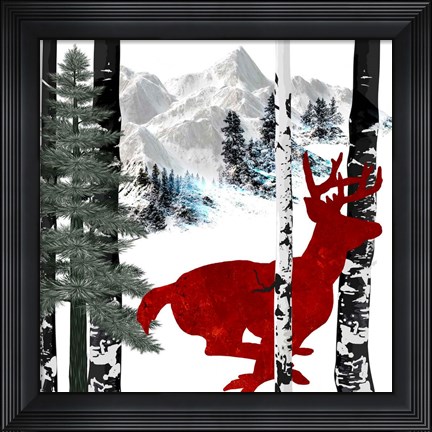 Framed Winter Deer Print