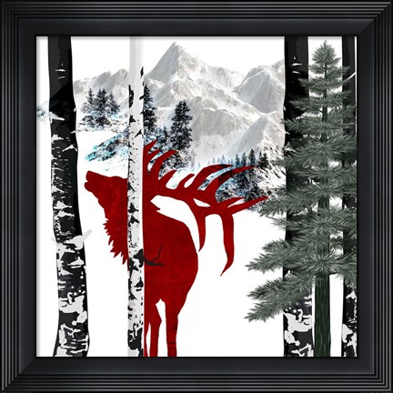 Framed Winter Elk Print