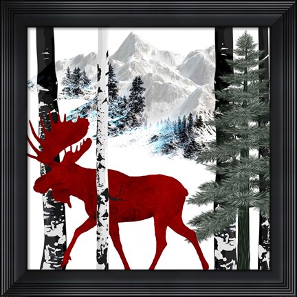 Framed Winter Moose Print