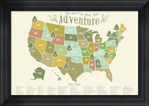 Framed State Park Map Print