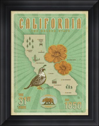 Framed California Map Print