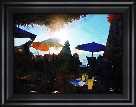 Framed Sunset Umbrellas Print