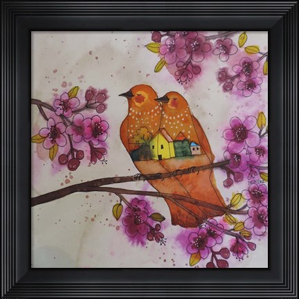 Framed Sous Les Cerisiers Print