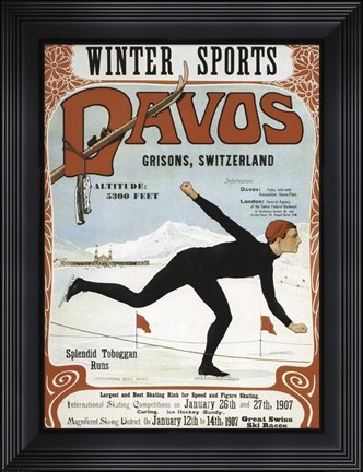 Framed Davos Winter Sports 1907 Print
