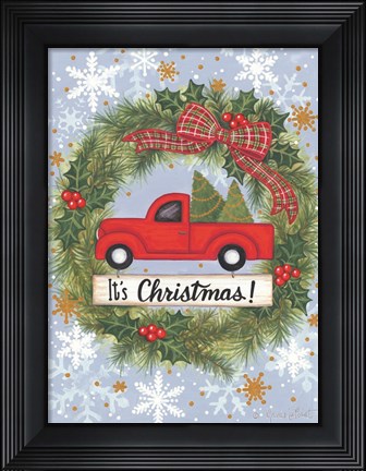 Framed Red Truck Christmas Print