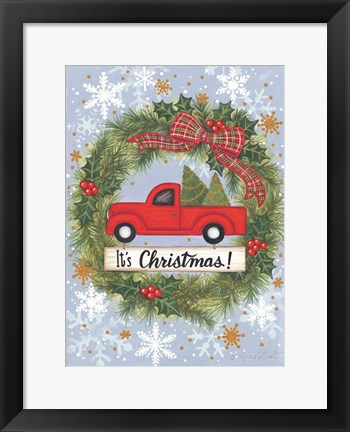 Framed Red Truck Christmas Print