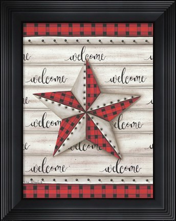 Framed Plaid Welcome Barnstar Print