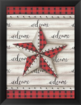 Framed Plaid Welcome Barnstar Print