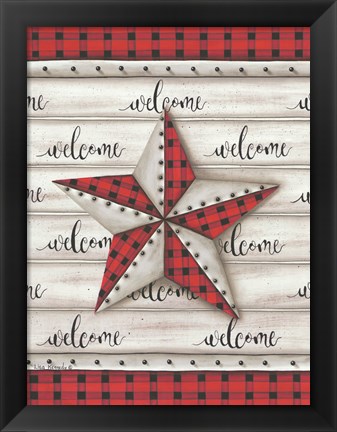 Framed Plaid Welcome Barnstar Print