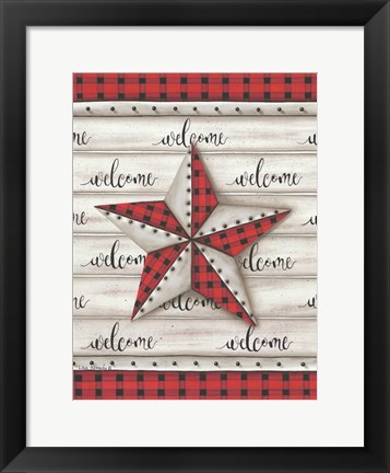 Framed Plaid Welcome Barnstar Print