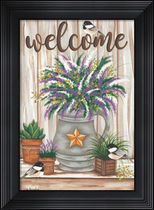 Framed Chickadee Welcome Print