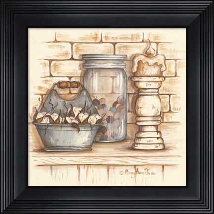 Framed Cotton Balls and Berries Print