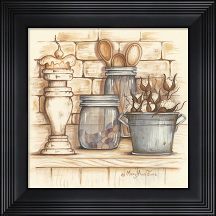 Framed Jars and Wooden Spoons Print