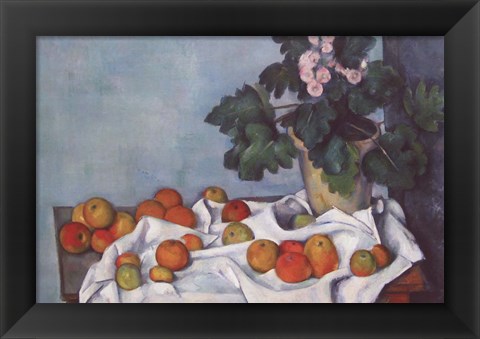 Framed Still Life with Apples and a Pot of Primroses Print