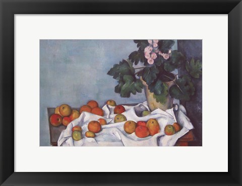 Framed Still Life with Apples and a Pot of Primroses Print