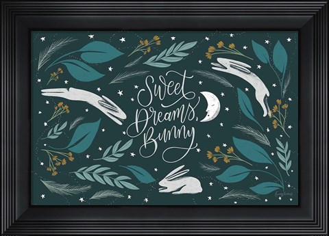 Framed Sweet Dreams Bunny I Print