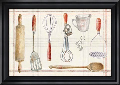 Framed Floursack Kitchen IX Print