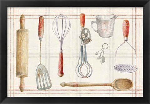 Framed Floursack Kitchen IX Print