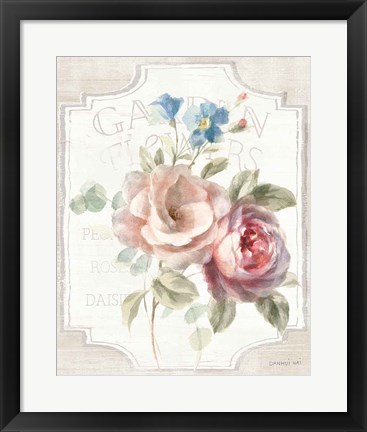 Framed Cottage Garden IV on wood Print