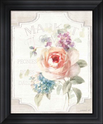 Framed Cottage Garden III on wood Print