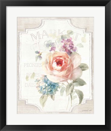 Framed Cottage Garden III on wood Print