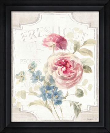 Framed Cottage Garden II on wood Print