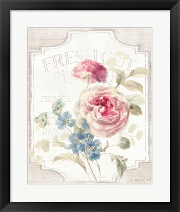 Framed Cottage Garden II on wood Print