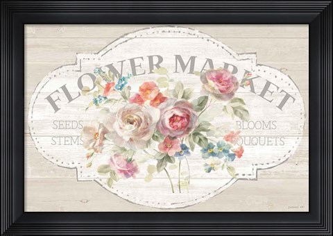 Framed Cottage Garden I on wood Print