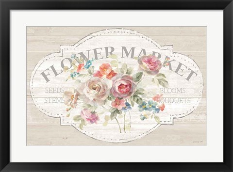 Framed Cottage Garden I on wood Print