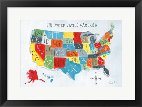 Framed US Map Print