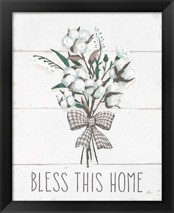 Framed Blessed II Black Bow Print