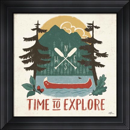 Framed Vintage Lake VI No Lines Print