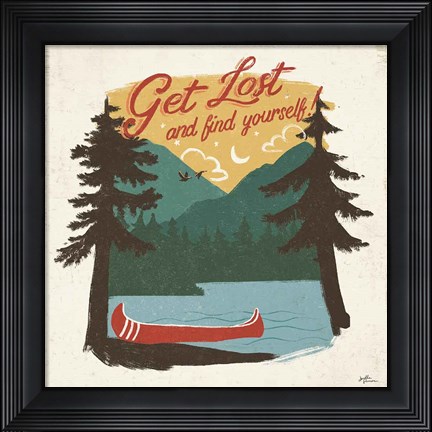 Framed Vintage Lake V No Lines Print