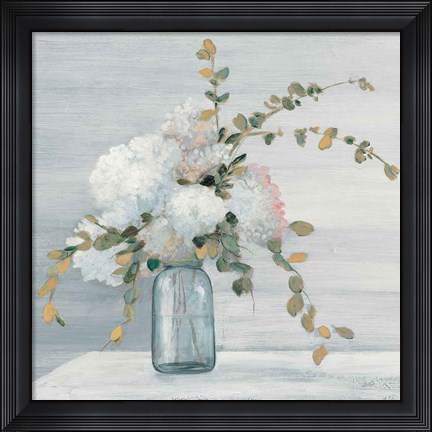 Framed Morning Bouquet Blue Gray Crop Print
