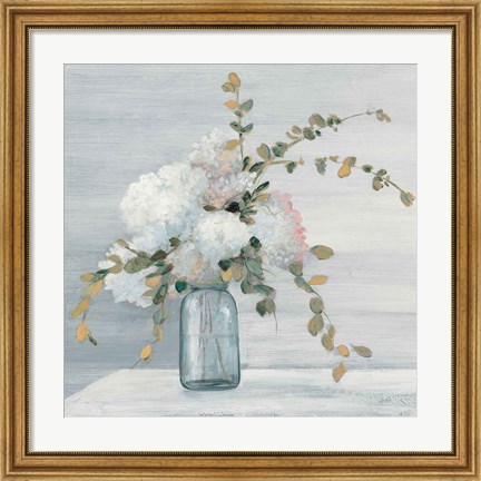 Framed Morning Bouquet Blue Gray Crop Print