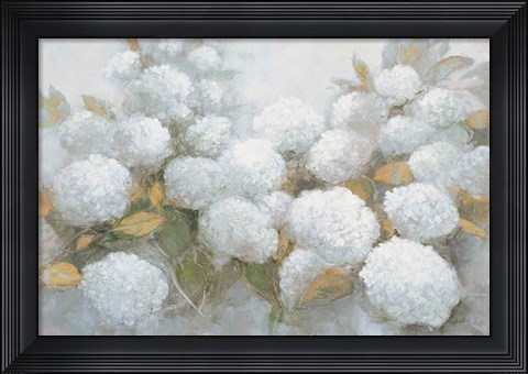 Framed Annabelle Hydrangeas Blue Gray Crop Print