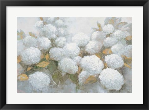 Framed Annabelle Hydrangeas Blue Gray Crop Print