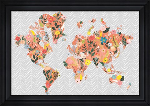 Framed Wild Garden World Gray Print