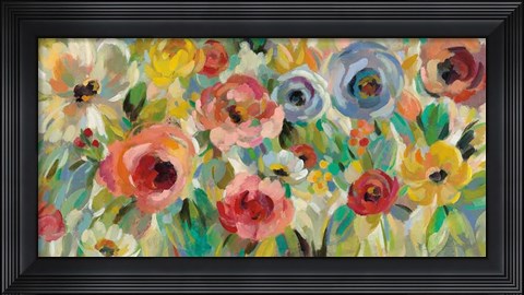 Framed Vivid Coral Floral I Print