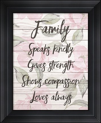 Framed Family Speaks Kindly - Floral Print