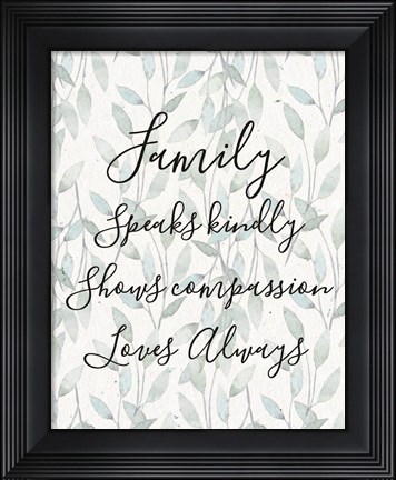 Framed Family Speaks Kindly - Leaves Print