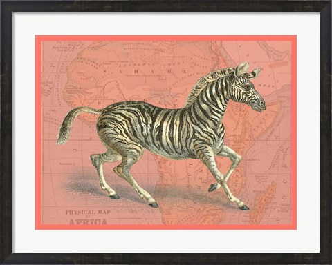 Framed African Animals on Coral III Print