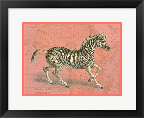 Framed African Animals on Coral III Print